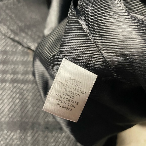 Banana Republic Trench Coat wool Italian fabric check plaid black gray small P - Picture 3 of 5